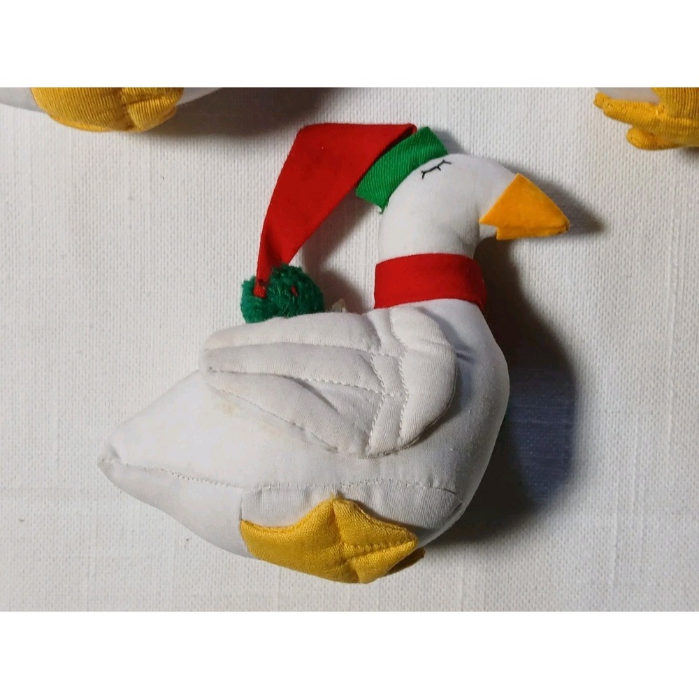 VTG 80s Country Geese Fabric Handmade Christmas Ornaments Lot 3 Plush Stuffed - Picture 5 of 12